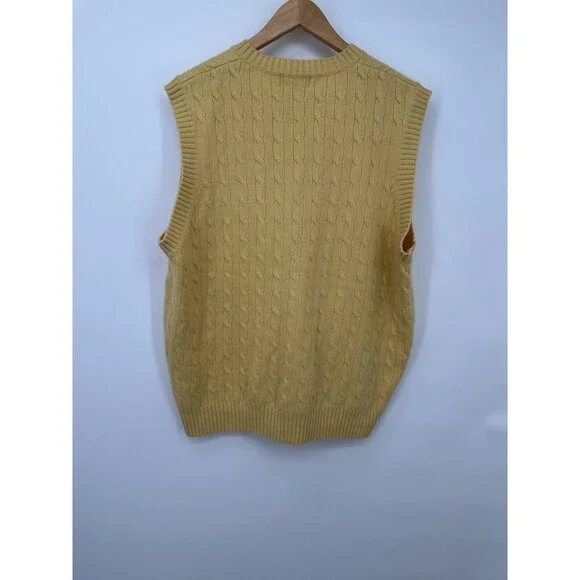 Paul Fredrick Cashmere Merino Wool Yello Cable Knit Sweater Vest Men’s Sz XLarge - Picture 5 of 8